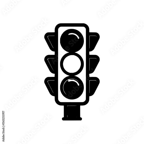 A modern icon representing traffic signals, the stoplight is illustrated in isolation as a sign with distinct red, green, and yellow colors