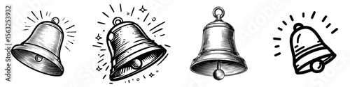 A contemporary depiction of a ringing notification bell symbolizing alerts, reminders, or notifications, with an editable stroke