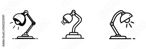 The icon of a desk lamp in flat style is a modern illustration of a spotlight on a plain background, representing the concept of a light bulb sign in business