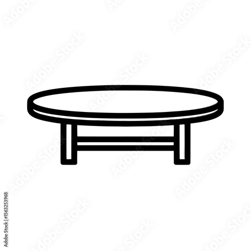 A modern wooden table is illustrated in a flat style as a table furniture icon, set against an isolated background, functioning as a dinner desk sign that conveys a business concept