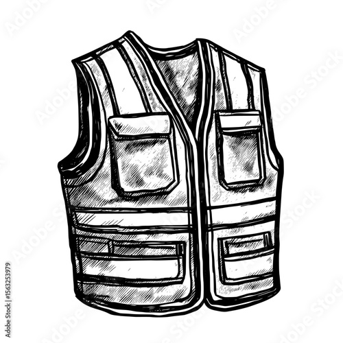 High-visibility jacket symbolized through a reflective orange safety vest icon, which represents the modern design of protective safety clothing complete with reflective stripes