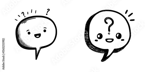 A simple yet modern symbol representing a question bubble, often utilized in digital applications and platforms to signify inquiries, communication, or discussions