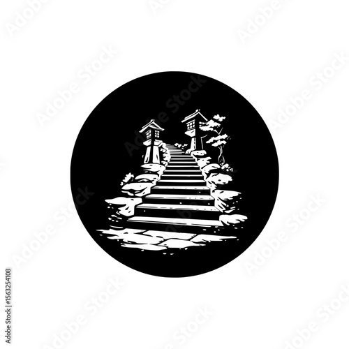 The stairs sign is depicted in a modern illustration set against a black background