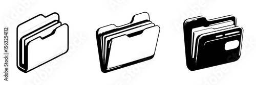 The icon of a 3D blue folder symbolizes a file folder, document binder, and data archive, commonly utilized in office settings as a folder icon for documents, reports, and archived cases, depicted in