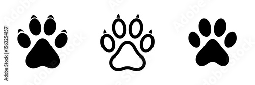 Icon of animal paw prints in a simple flat style isolated on a transparent background