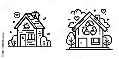 The concept of a recycle house incorporates upcycling, zero waste, and the use of renewable and reusable materials, highlighting sustainable resources in the ecological construction industry through