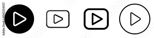 Icon of a black play button featuring a white triangle, symbolizing the initiation of media playback, commonly found in audio and video interfaces