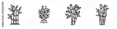 A modern icon featuring bamboo and sugarcane in a line style design suitable for websites, apps, and ui, set against a white background with editable stroke, is a contemporary illustration