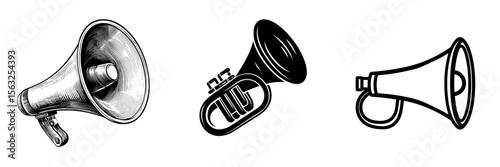 Horn Icon Sign Squeeze Horn Klaxon Alert Attention Announcement Black White Silhouette Symbol Graphic Clipart Artwork Illustration Pictogram Vector’ becomes ‘Klaxon Alert Attention Announcement