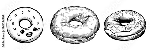 Modern bagel illustration on a transparent background