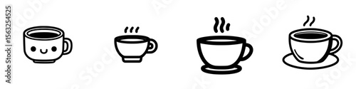 A cup of coffee is depicted as a solid icon on a transparent background