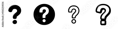 The symbol for a question mark is shown in a minimalist black design, intended for incorporation into apps and websites, as a contemporary graphic