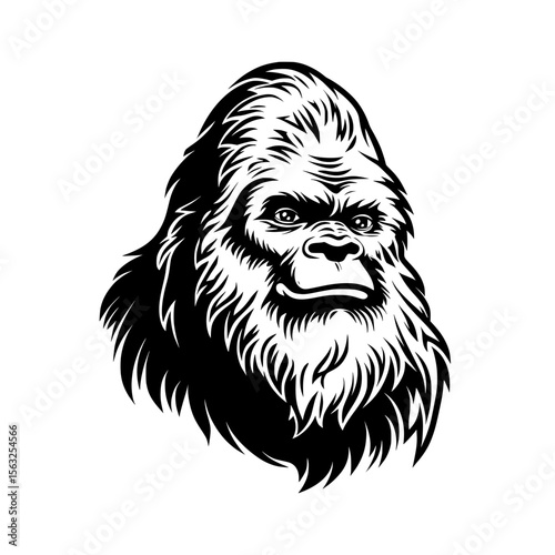 A modern illustration of Bigfoot makes for a high-quality logo that is well-suited for T-shirt graphics