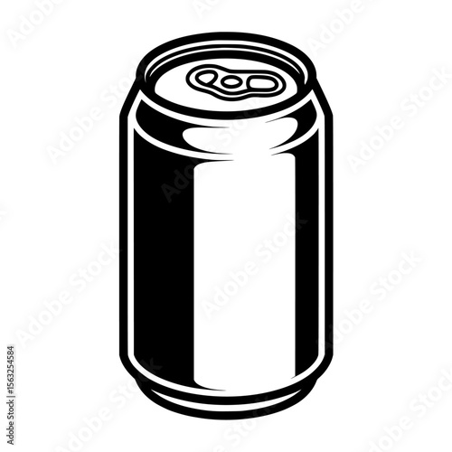 A minimalist black icon representing a soda can features clean lines and carbonation