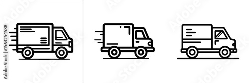 Modern image of a van in flat style with a delivery truck sign icon