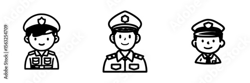 Illustration of a traffic police icon on a white background at a crossing