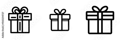 A modern symbol for a gift box is commonly used to represent birthday and Christmas presents, and is usually shown as a black icon