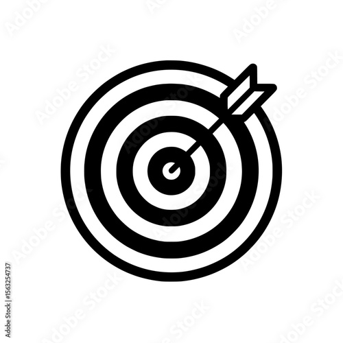 This modern archery target icon embodies the concept of a goal that needs to be attained, symbolizing themes of business, management, finance, personal growth, and objectives