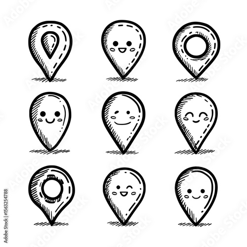 Modern pin location icon, GPS navigation symbol, map icons, and marker pointer