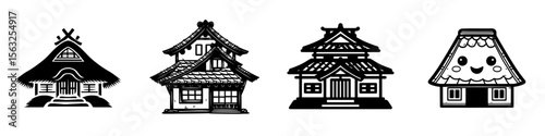 The modern roof house icon and modern house roof icon both feature a flat and trendy style isolated on a white background