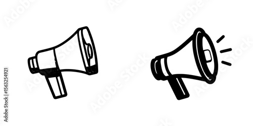 The icon for an announcement is represented by a flat, modern megaphone illustration symbol