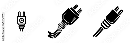 Computer audio cable icon in black fill silhouette, plug wire modern illustration in trendy style’ is a top choice for editable graphic resources that serve many purposes