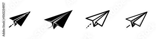 Modern paper plane icon and Send Message solid logo are depicted in a flat illustration on a white background in eps format