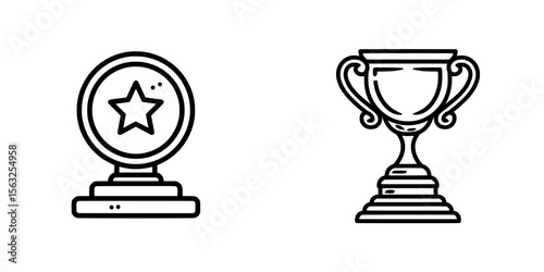 A champion pedestal icon with an editable stroke outline is depicted in isolation on a white background as a flat, modern illustration, and is pixel perfect, measuring 64 x