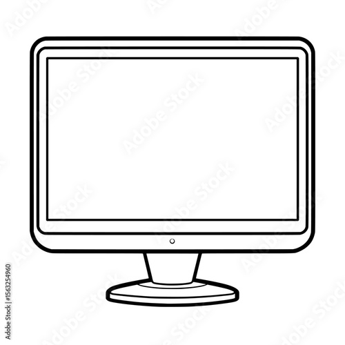 Modern single icon on a blank tv monitor screen with a black outline