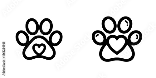 A modern illustration that combines a dog paw icon with a heart is commonly called a love paw print icon or a paw print with heart icon