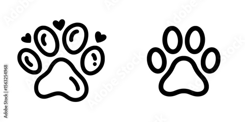 Modern illustration of a pet paw icon, featuring a friend pet on an isolated background, symbolizing the concept of animal love