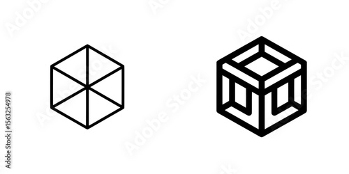 The 4D cube, referred to as a tesseract, four-dimensional cube, or hypercube, is depicted as a modern icon in line style suitable for websites, apps, and user interfaces, isolated on a white