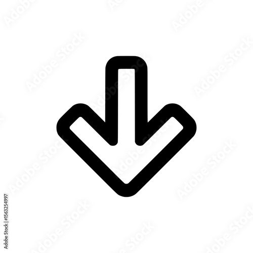 A ‘Caret Down Symbol Arrow Point Pointer Under South Underneath Bottom Black White Outline Shape Modern Clipart Graphic Illustration Artwork Sign Symbol’ is a distinct graphic element used in various