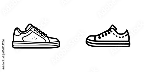 The icon for sneakers is a flat sign design that also serves as a symbol pictogram, representing a sport shoe icon, which is also referred to as a sport shoes sign, commonly used in UX UI icon