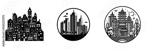 A modern building's silhouette is versatile and can be utilized as an icon, symbol, or sign in the design of cities, towns, or apartments