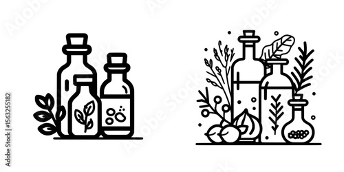 A natural ingredient icon is incorporated into this modern element design template