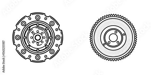 Black color car brake disk part gear system icon represented as modern illustration image in flat style