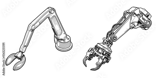 Modern illustration image in flat style of a long reach grabber litter picker gripper trash device pick up tool claw equipment arm hand icon in black color