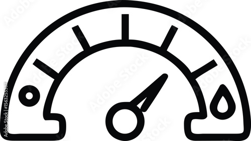 Speedometer icon with oil and fuel gauge, line art automotive instrument