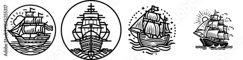 Icon of a ship or vessel, representing travel and navigation, and associated with pirates and the navy, is a vehicle