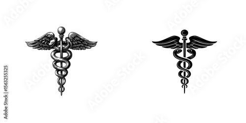 The medical symbol is represented by the caduceus logo, which features a snake and is often referred to as the medical sign or medical snake caduceus logo