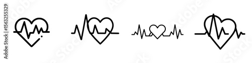 Red heartbeat line icon. Pulse trace, ECG or EKG Cardio graph symbol for Health, Medical cardiology analysis. Stroke heart diagram, cardiogram. Vector