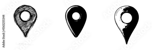 A red pin point, symbolizing a map address location, serves as a pointer and icon, isolated on a transparent background as a flat modern illustration