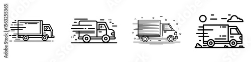 The vehicle is traveling quickly, represented by a linear symbol, with the truck in motion, and a line that has an editable border