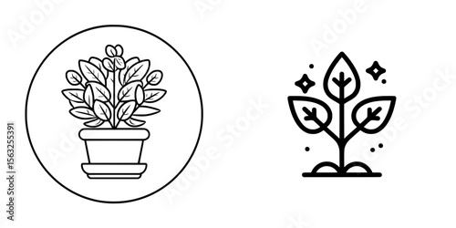 A modern flat illustration of a plant protection icon with an editable stroke outline is isolated on a white background, pixel perfect, in a 64 x 64 size