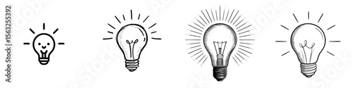 A light bulb emitting rays is depicted as a linear icon symbolizing an idea or thought, with a line that has an editable stroke