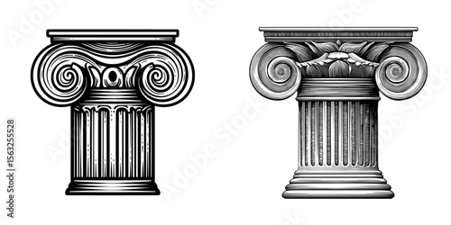 Classical ancient Greek Roman column is an iconic architectural symbol