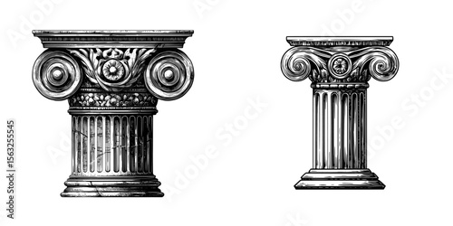 The classical ancient Greek Roman column icon represents an architectural symbol