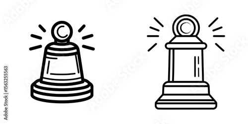 An outline siren lamp icon with editable stroke is illustrated, embodying an emergency beacon that radiates light rays, signifying police or ambulance flashers