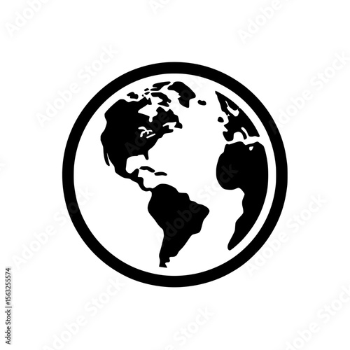 A modern illustration features isolated icons including a world planet icon, a world globe icon, and an earth globe flat design icon on a white background with a world globe isolated